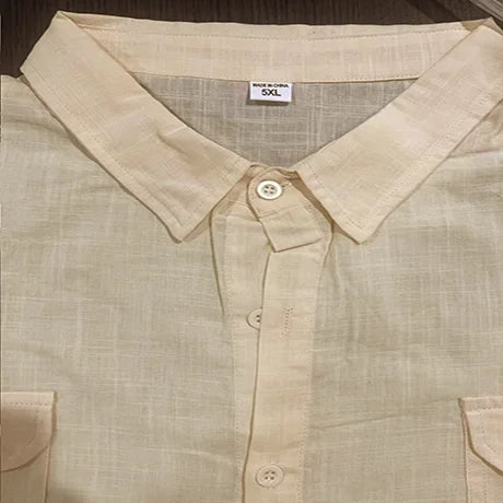 Shirts for Men Handmade Shirt Man Double Pocket Shirt Short Sleeve Men Shirt Linen Shirts for Men Men Cotton Shirt Short Sleeve