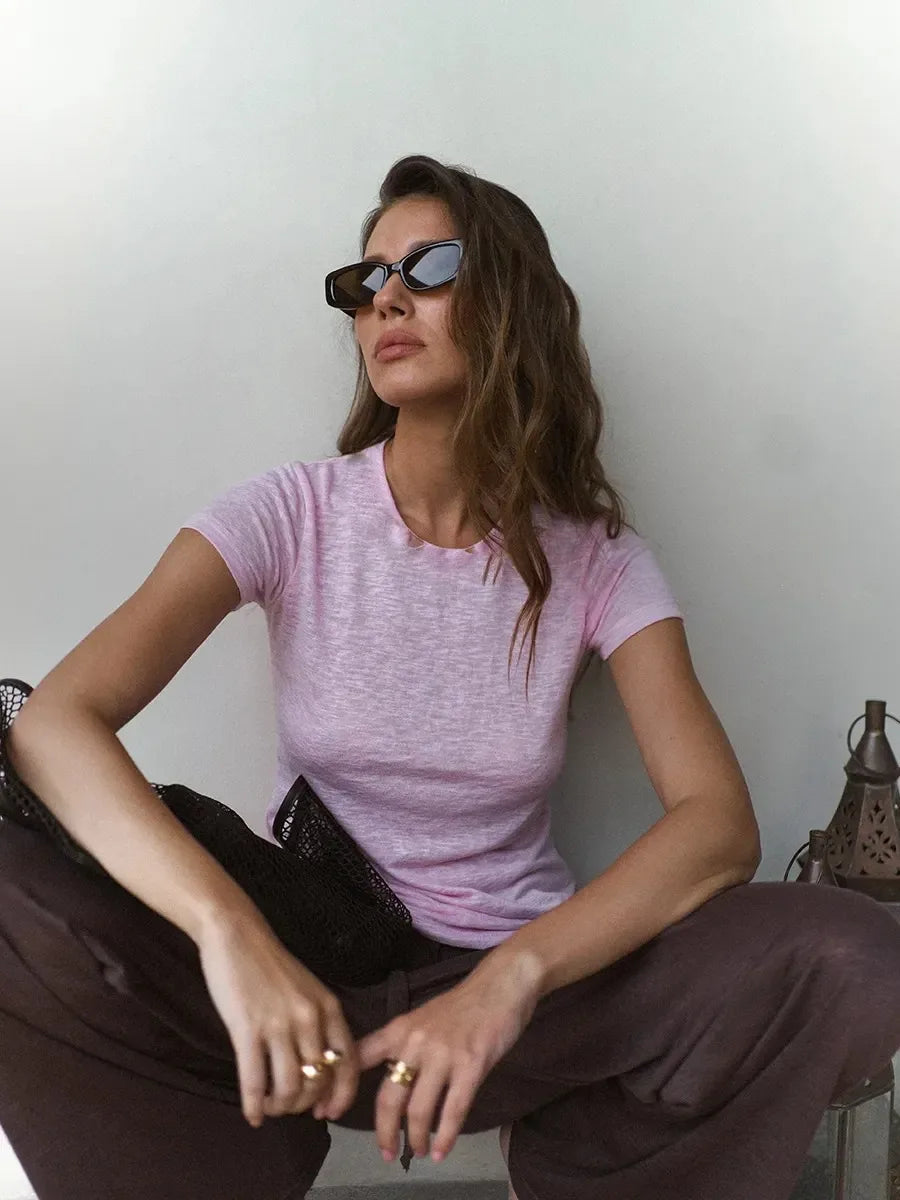 Hirsionsan 2026 New Basic Soft Elegant T Shirts Women Summer Autumn Loose Female Tees Ladies Chic Casual Knitted Soft Woman Tops